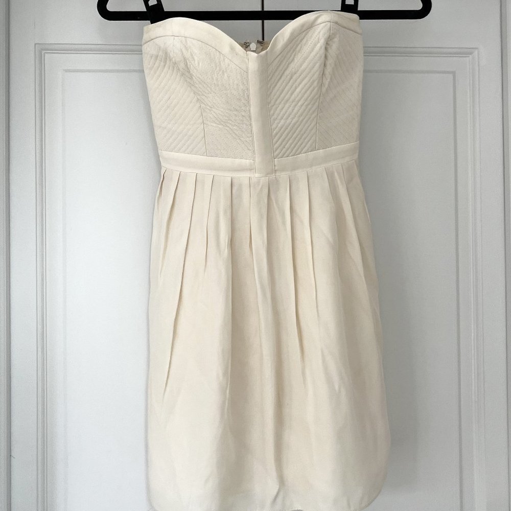 Parker Off-white Strapless Mini Dress, Women's Size S, 100% Silk